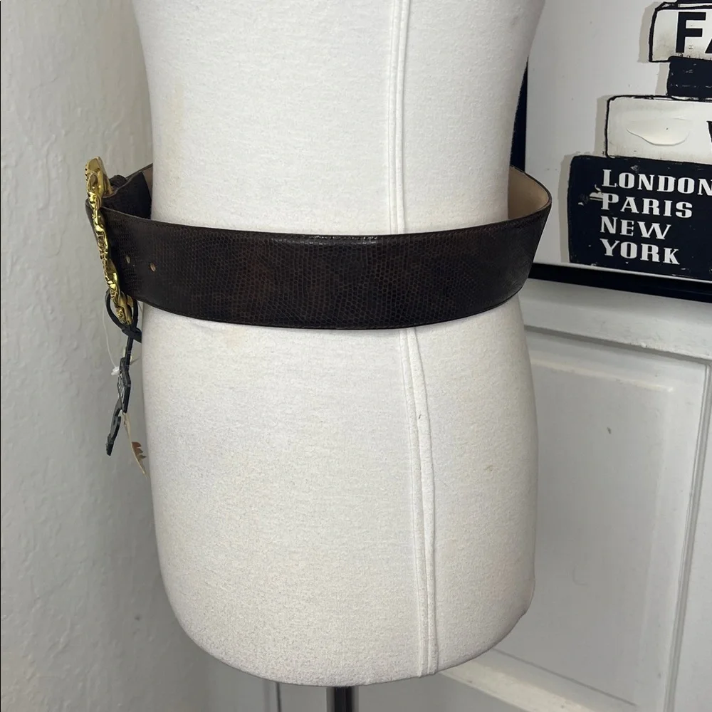 NWT Vintage Milor Brown Leather Belt w/Goldtone Buckle size S/M